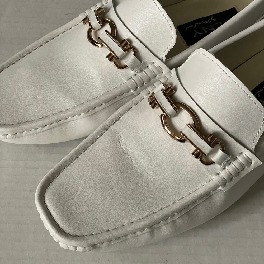 Steven Land White Loafers SLNY Leather Slip On Shoes #305-007 Men's Size 11 - Picture 5 of 13